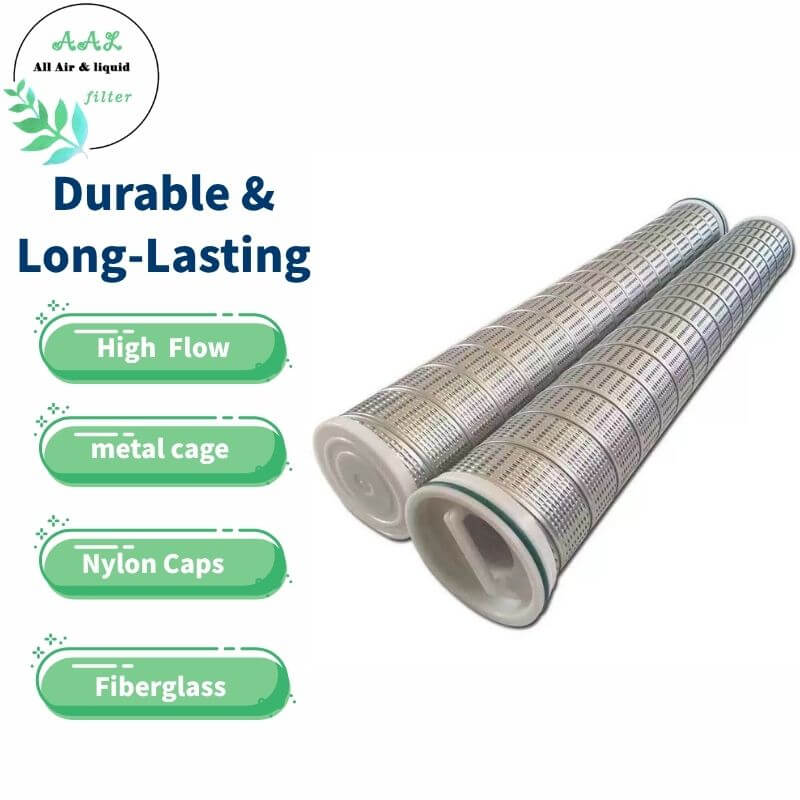 Glassfiber High Flow Filter Cartridge – Metal Cage & Nylon Caps for Oil & Petrochemical Filtration