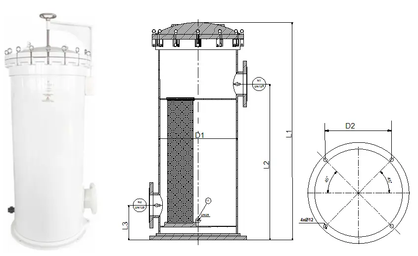 AAL FRP High-Flow Filter Housing for 2–12 Pall 40 inch Cartridges Lightweight and Corrosion-Resistan
