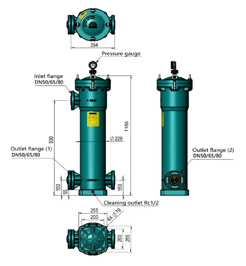 AALBF-2B PPH / PVDF Filter Housing for Chemical, Electroplating, Pharmaceutical & Water Treatment