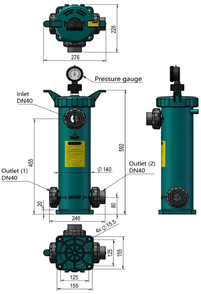 AALBF-4AX Compact Screw-Cap PPH Bag Filter Housing with Union-Type Connections industrial filtration AALBF-4AX Compact Screw-Cap PPH Bag Filter Housing with Union-Type Connections industrial filtration