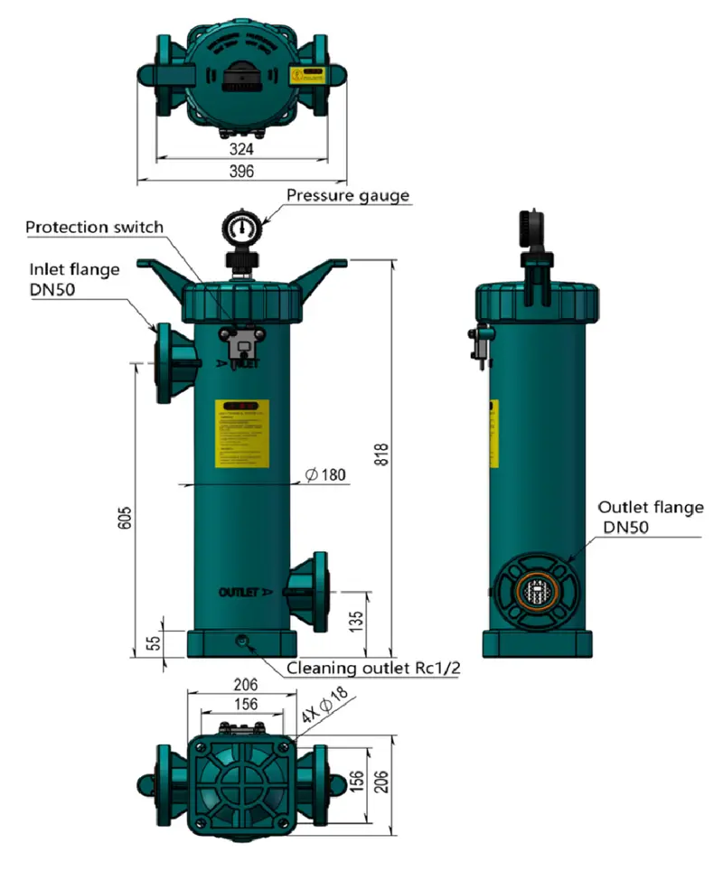 AALBF-5A Screw Cap Type PPH Polypropylene Homopolymer Bag Filter Housing for Industrial Filtration