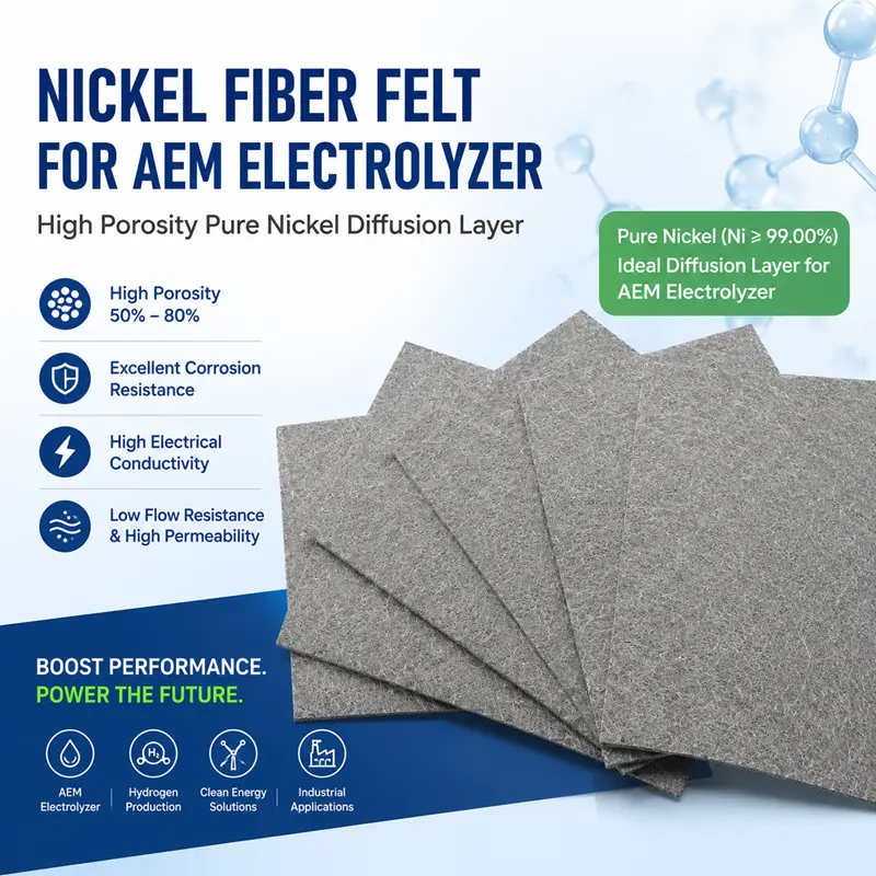 Nickel Fiber Felt for AEM Electrolyzer | High Porosity Pure Nickel Diffusion Layer