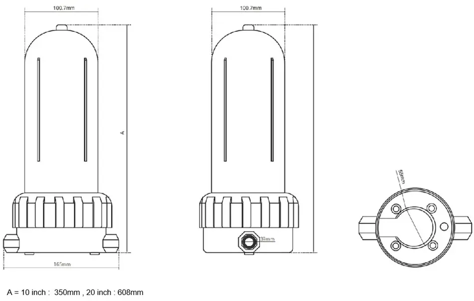 AP222 Series High-Purity Polypropylene Housing for 222 Cartridge Water Filtration Systems AP222 Series High-Purity Polypropylene Housing for 222 Cartridge Water Filtration Systems