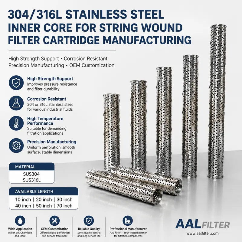 304/316L Stainless Steel Inner Core for String Wound Filter Cartridge Manufacturing