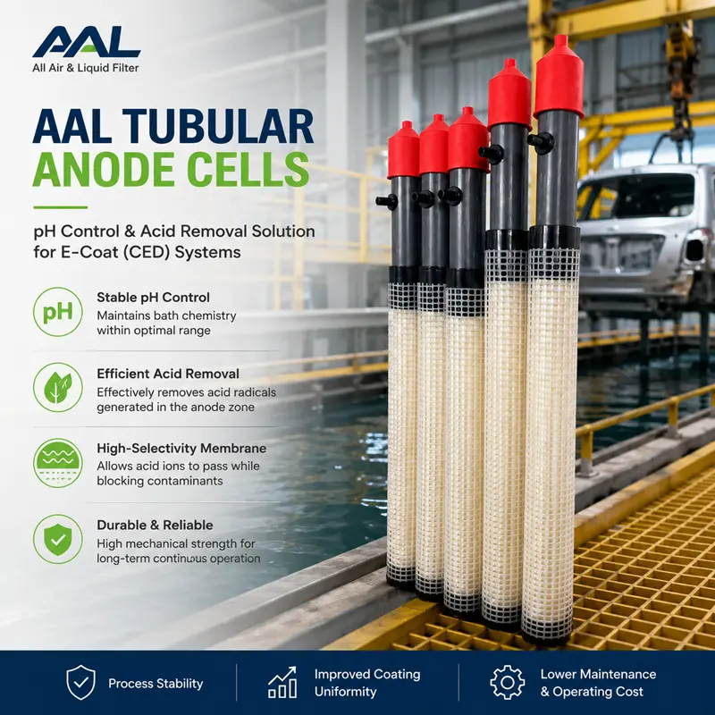 AAL Tubular Anode Cells for E-Coat CED Systems | pH Control & Acid Removal Unit