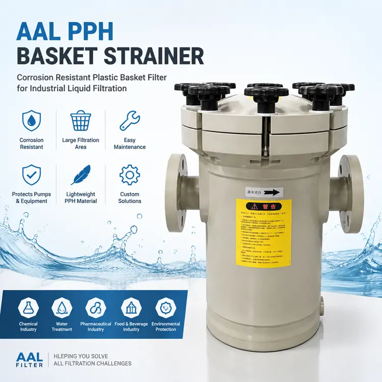AAL PPH Basket Strainer | Corrosion Resistant Plastic Basket Filter for Industrial Liquid Filtration