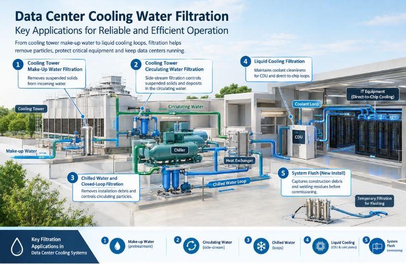 Data Center Cooling Water Filtration: Key Applications and System Requirements