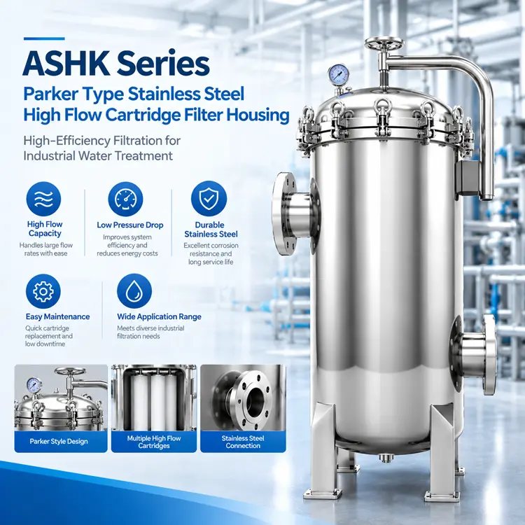 ASHK Series Parker Type Stainless Steel High Flow Cartridge Filter Housing